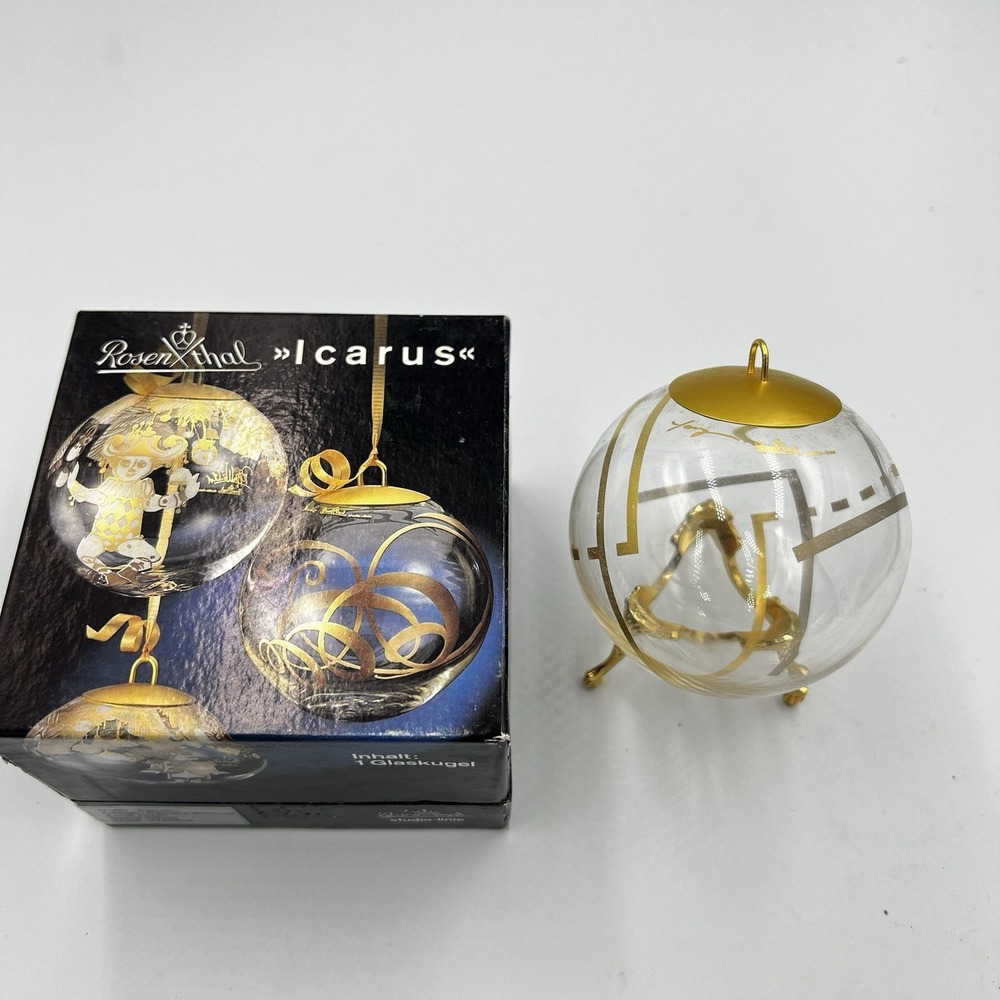 Rosenthal Icarus Spirale Glass Ornament Barbara Brenner 20491 Gold Etched w/ Box